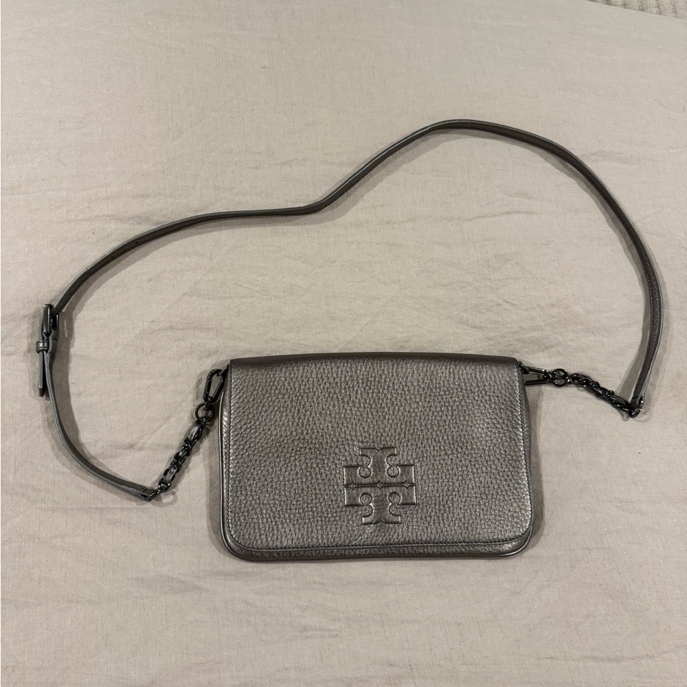 Tory Burch Gray Leather Crossbody Bag